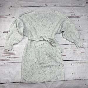 Shein Marled Knit Tie-Waist Sweater Dress, Size L - White Speckled